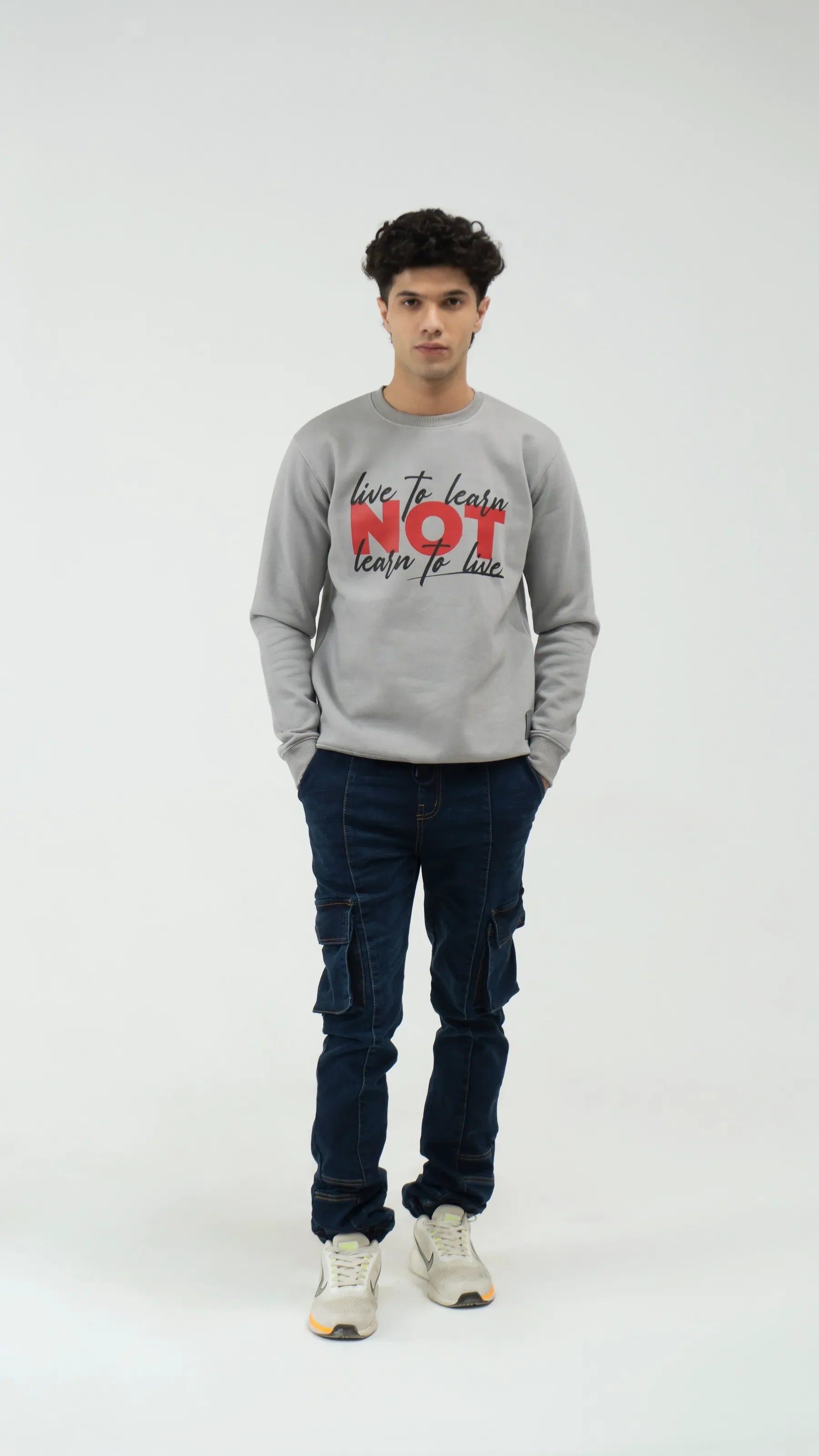 Men Regular Fit Sweatshirt - Gray - Harwage