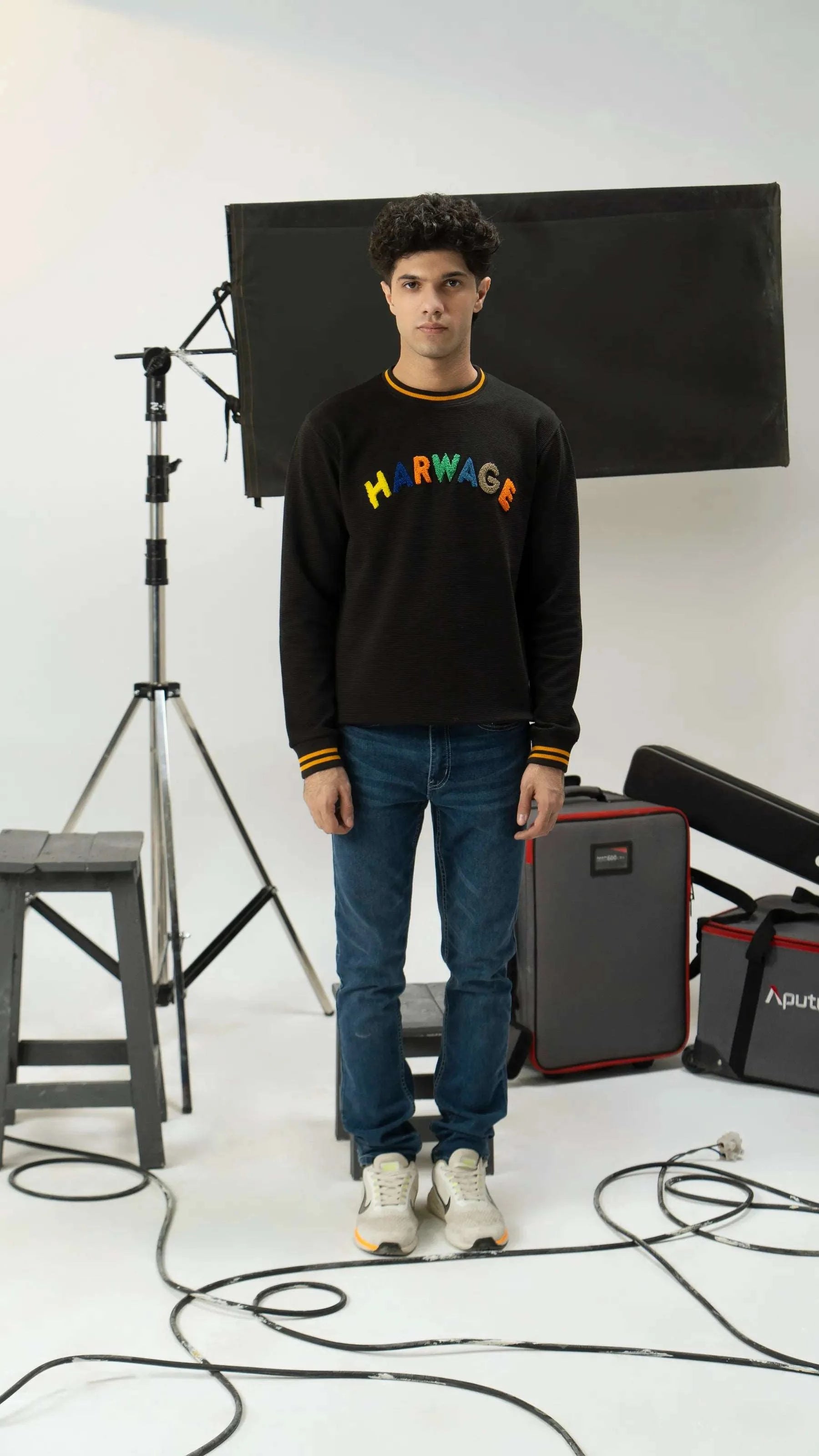 Men Regular Fit Sweatshirt - Black - Harwage