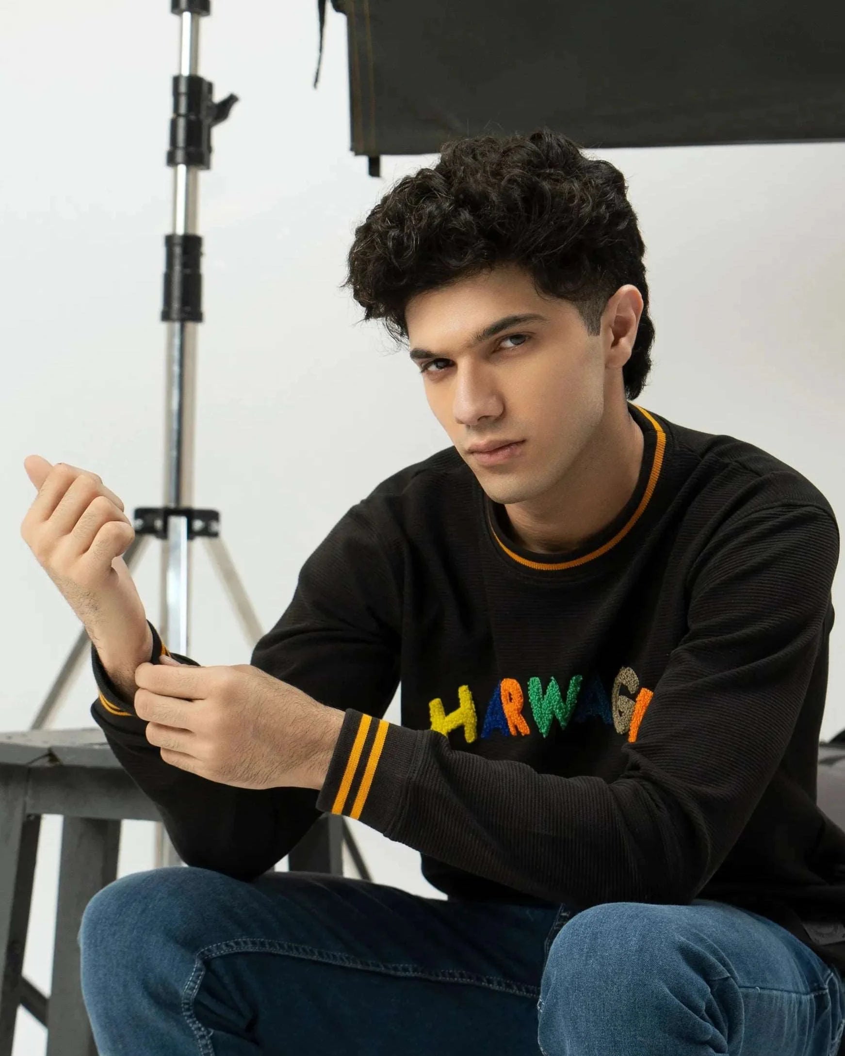 Men Regular Fit Sweatshirt - Black - Harwage