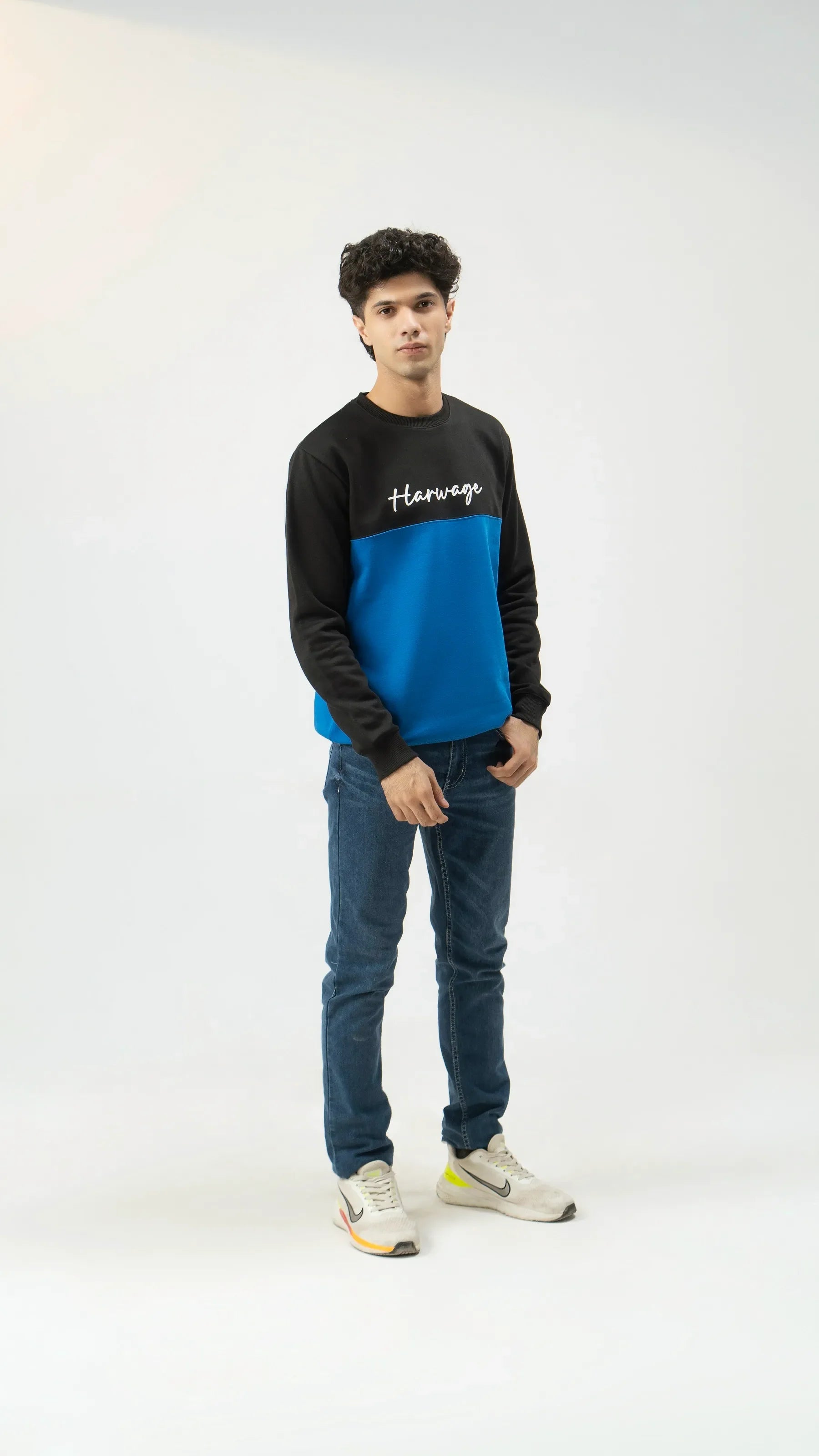 Men Sweatshirt Regular Fit - Blue - Harwage