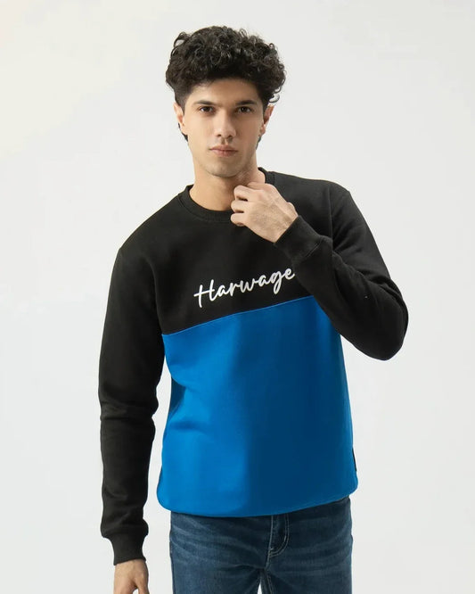 Men Sweatshirt Regular Fit - Blue - Harwage