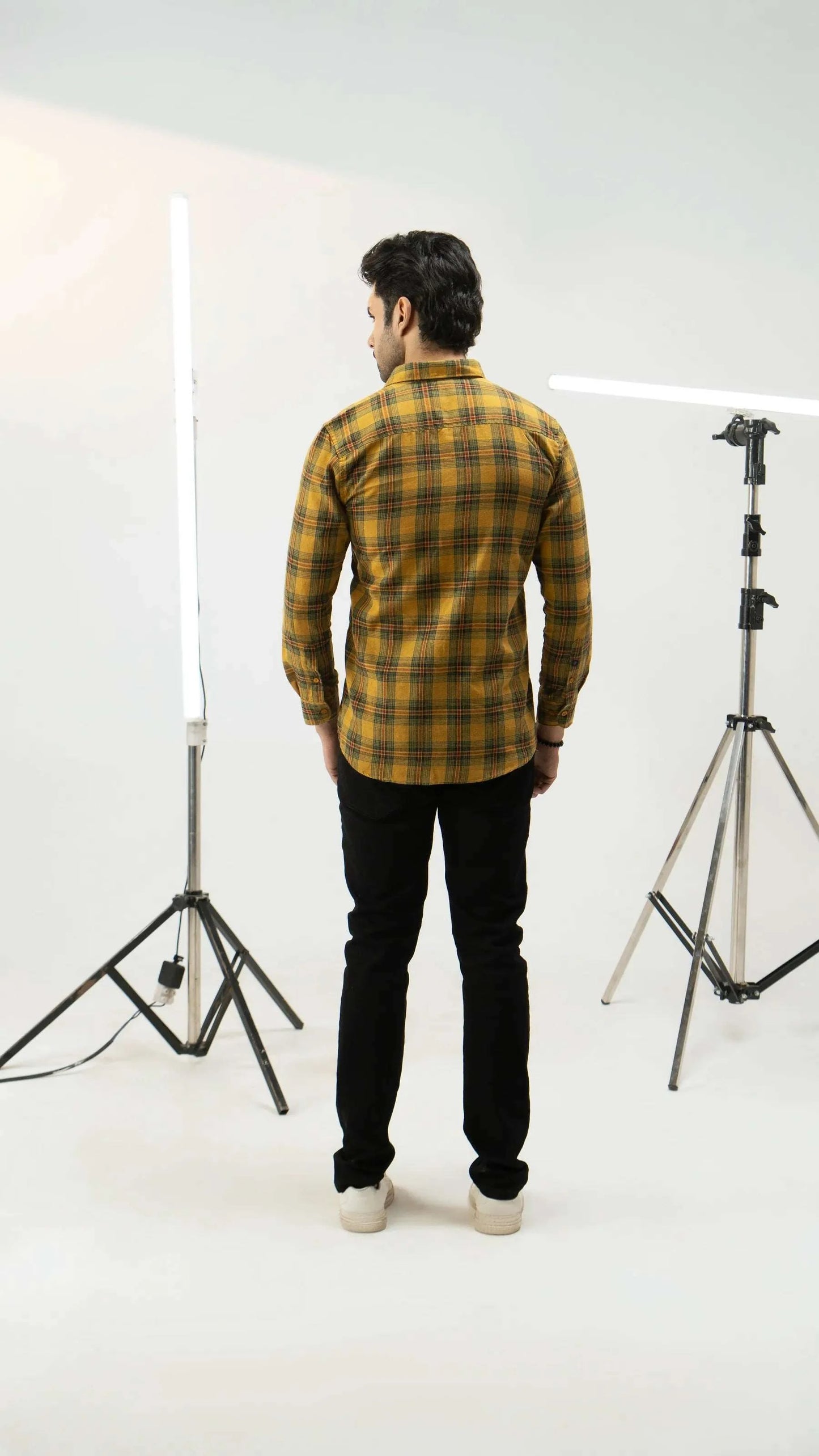 Men Casual Shirt - Yellow Check - Harwage