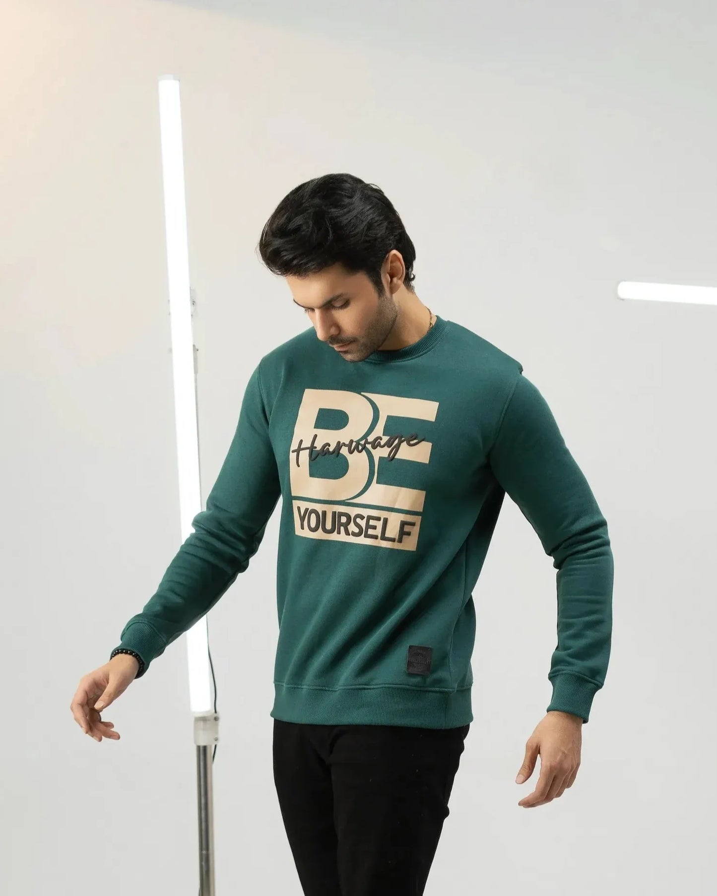 Men Regular Fit Sweatshirt - Green - Harwage
