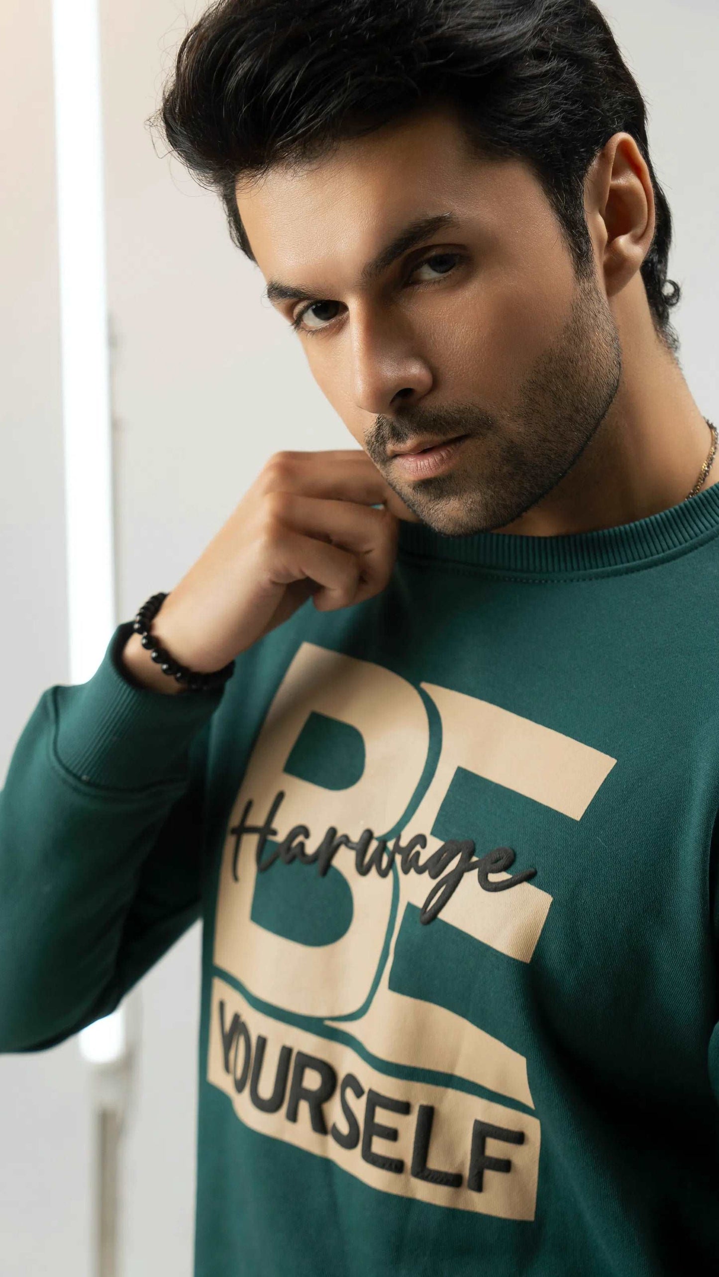 Men Regular Fit Sweatshirt - Green - Harwage