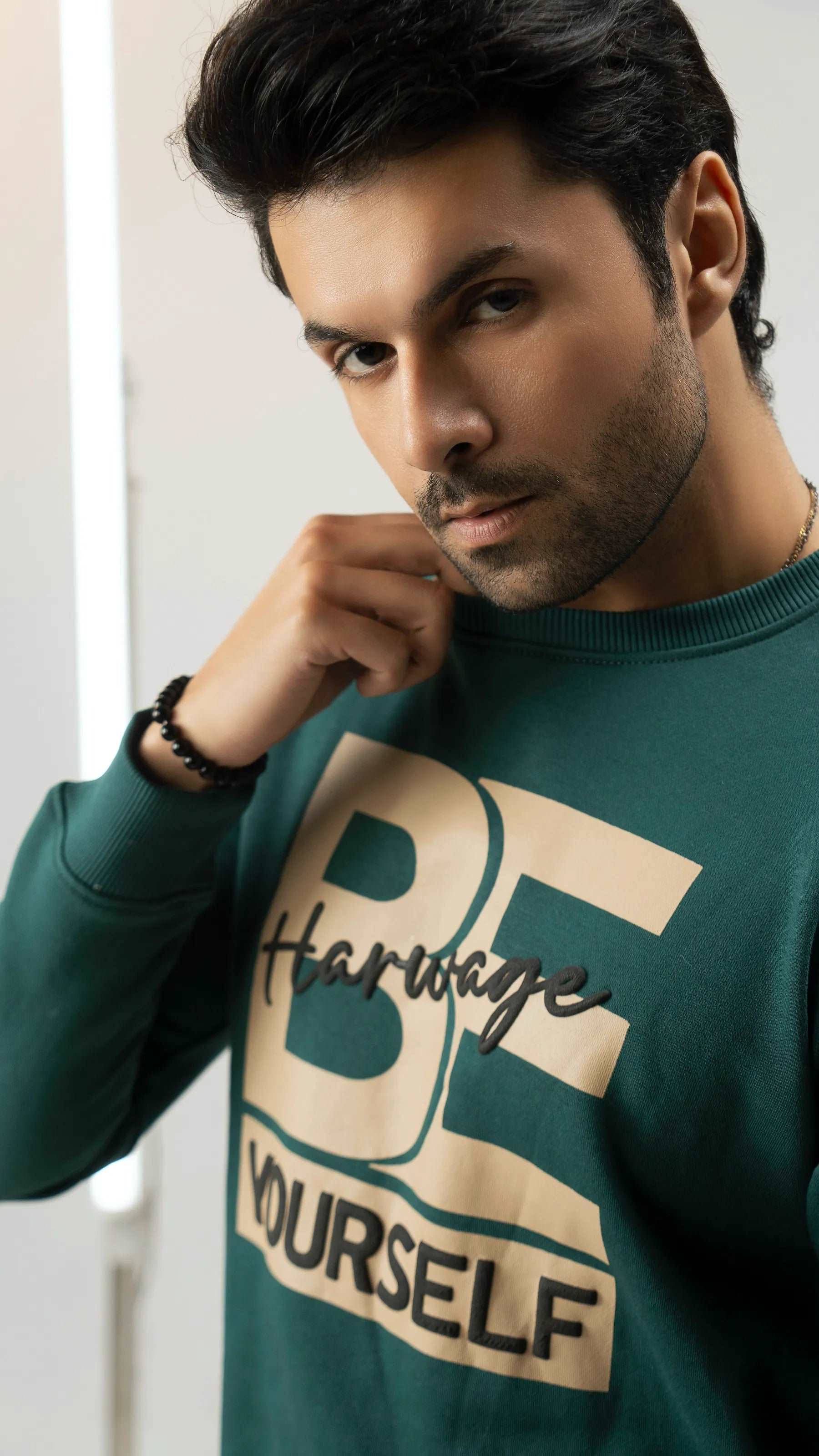 Men Regular Fit Sweatshirt - Green - Harwage
