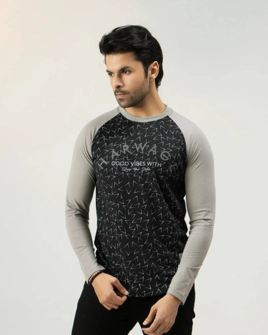 Men Full Sleeve T-Shirt - Gray - Harwage