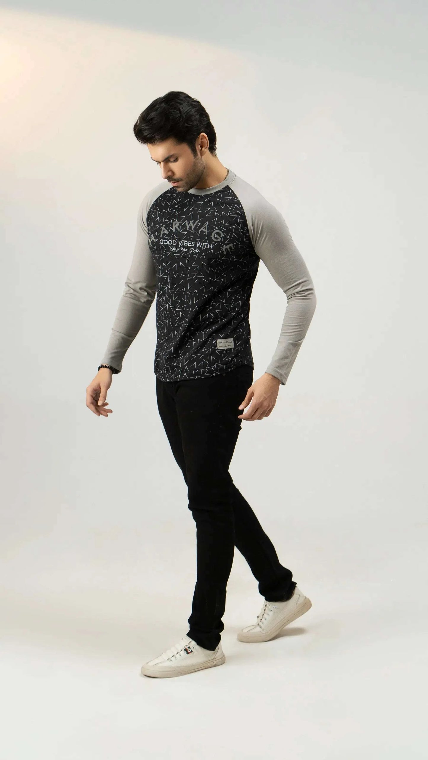 Men Full Sleeve T-Shirt - Gray - Harwage