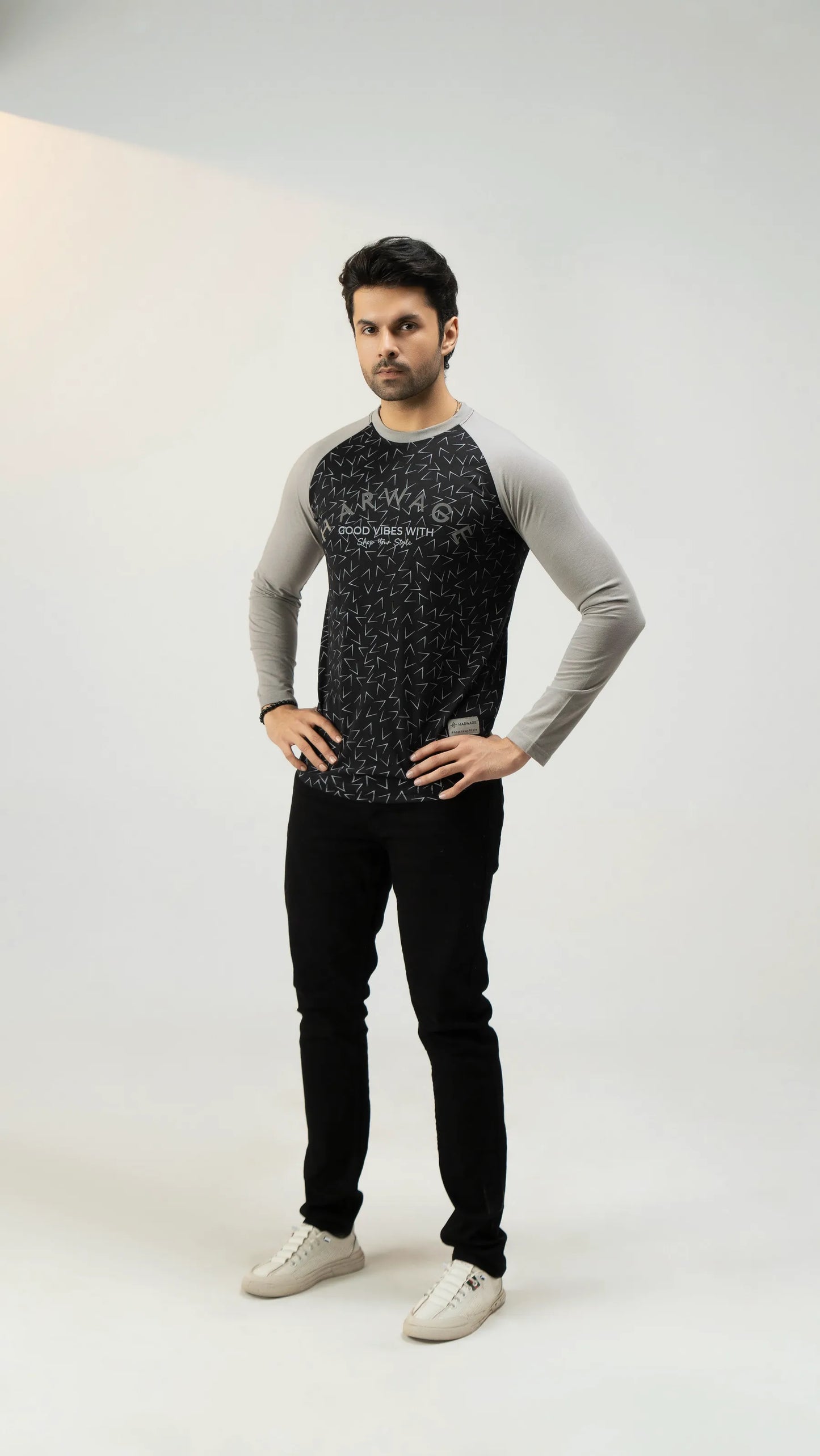 Men Full Sleeve T-Shirt - Gray - Harwage