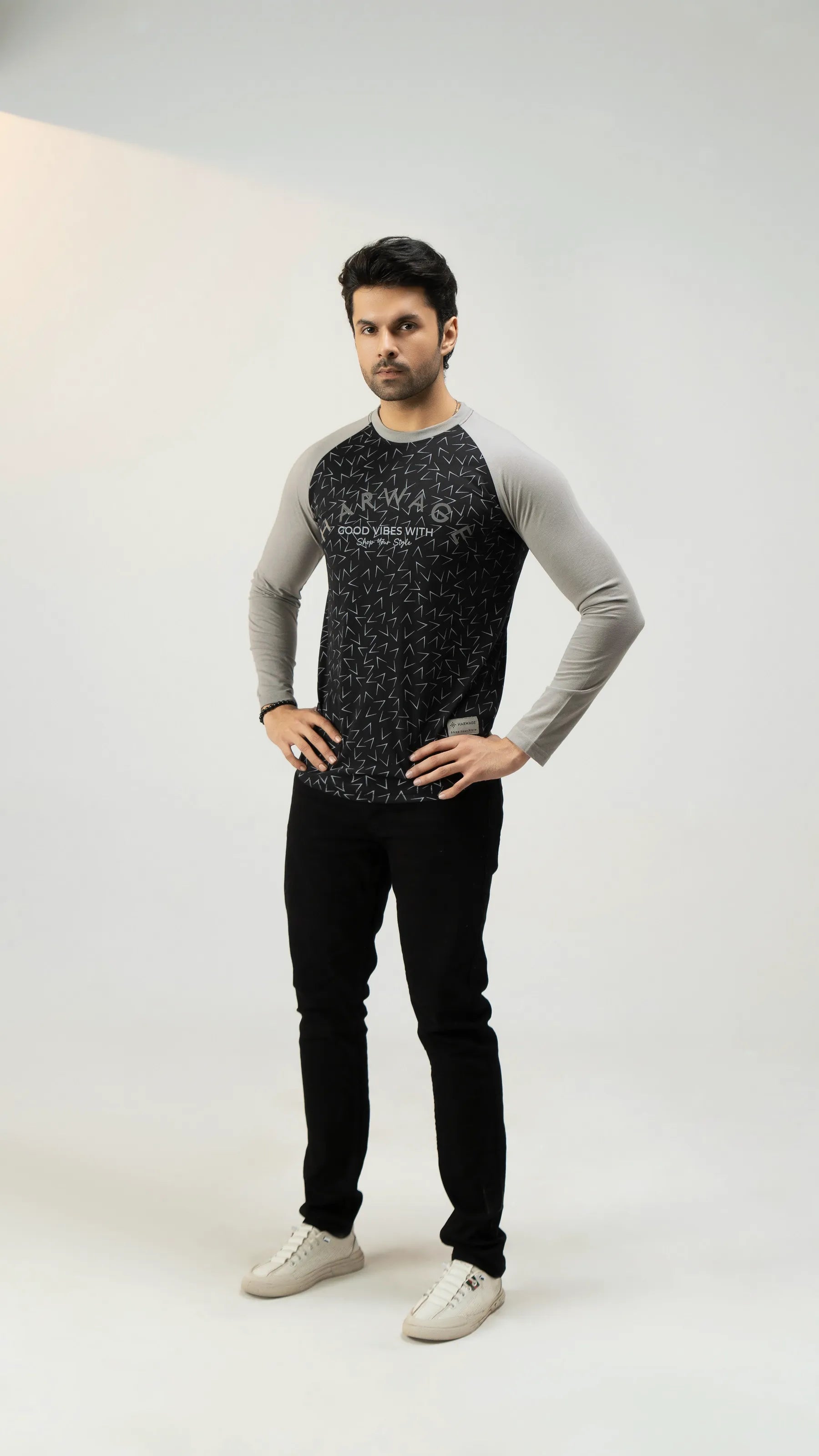 Men Full Sleeve T-Shirt - Gray - Harwage