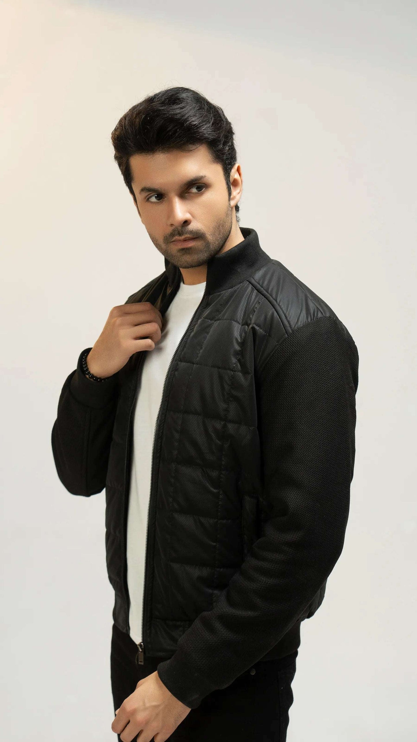 Men Parachute Jacket - Black - Harwage