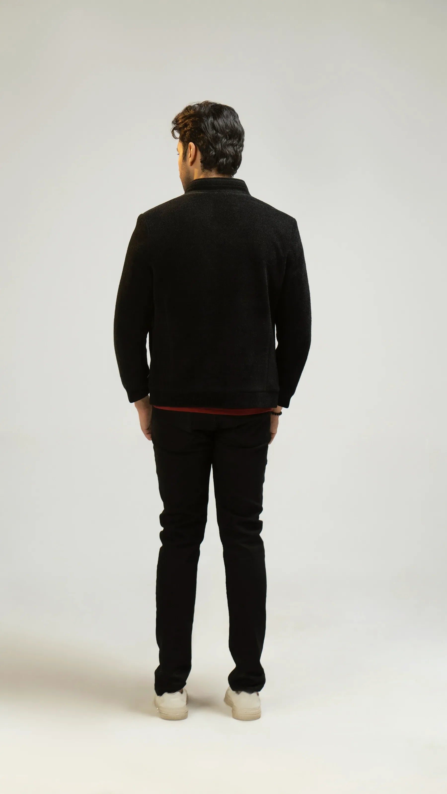 Men Wool Jacket - Black - Harwage