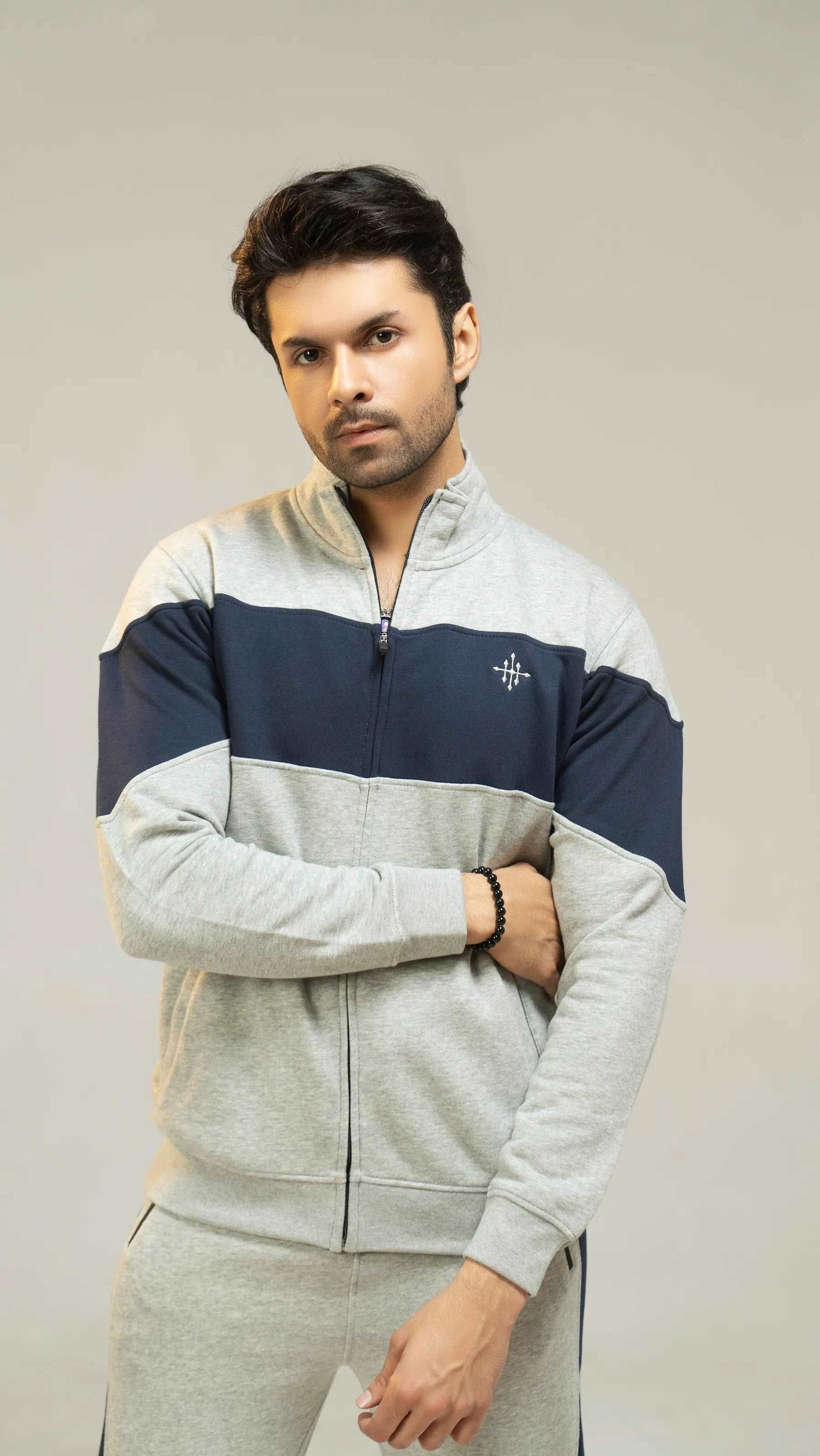 Men Regular Fit Tracksuit - Grey - Harwage