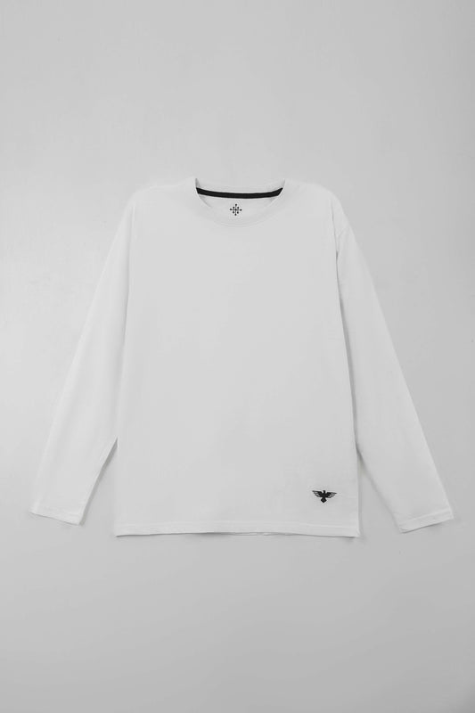 Men Full-Sleeve T-Shirt β White