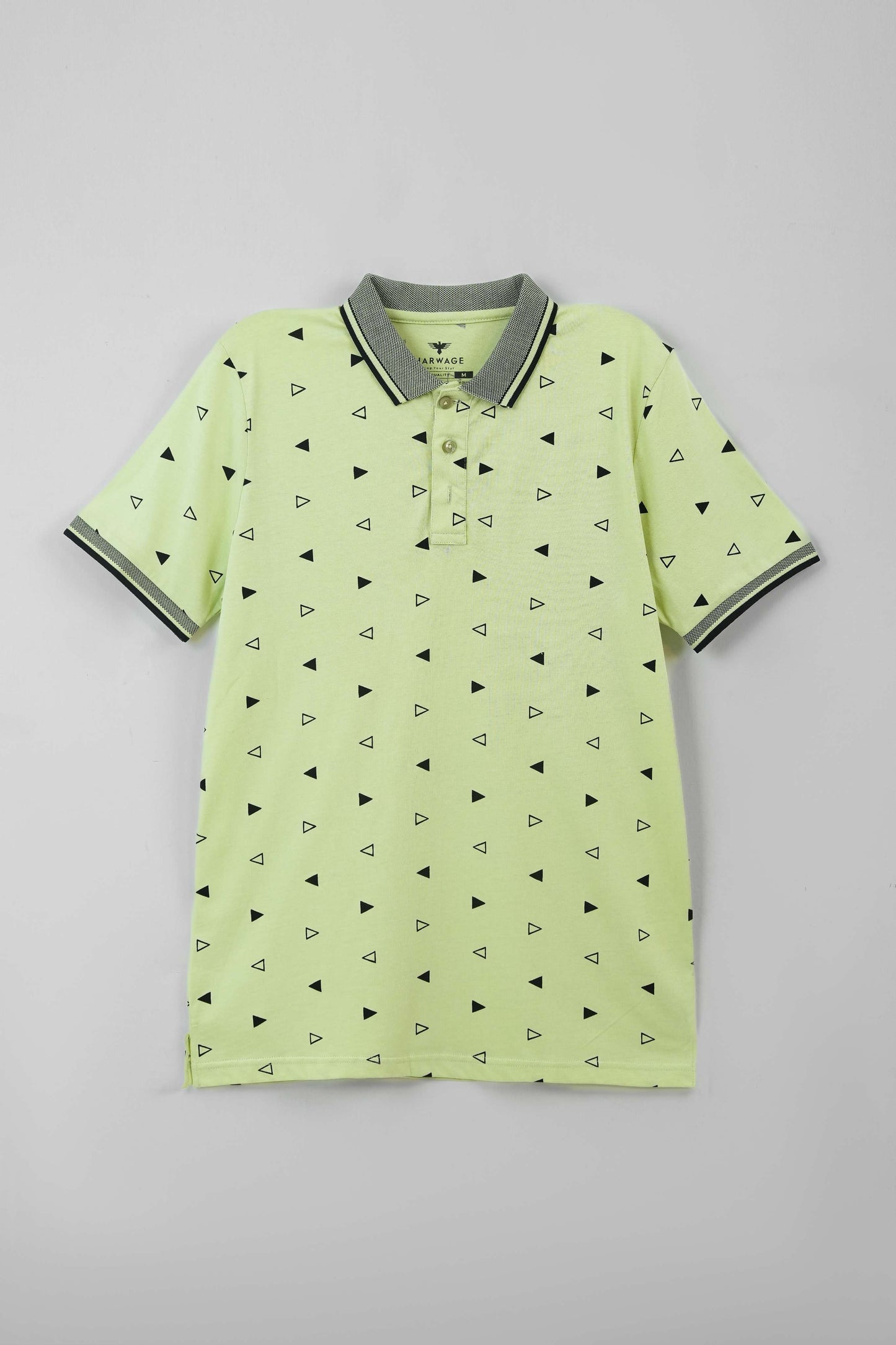 Men's All-Over Printed Jersey Polo Shirt - Lime Cream