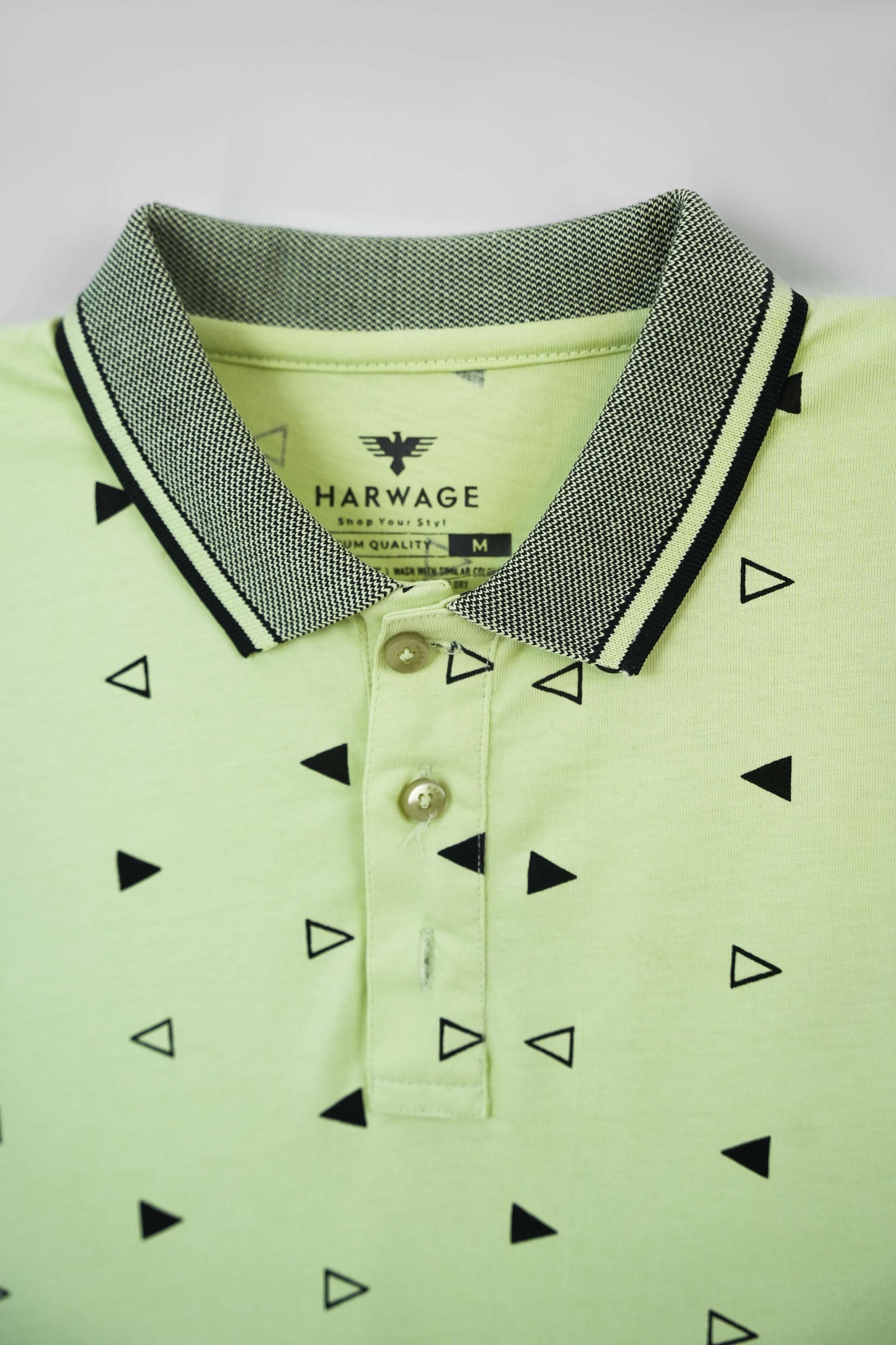 Men's All-Over Printed Jersey Polo Shirt - Lime Cream
