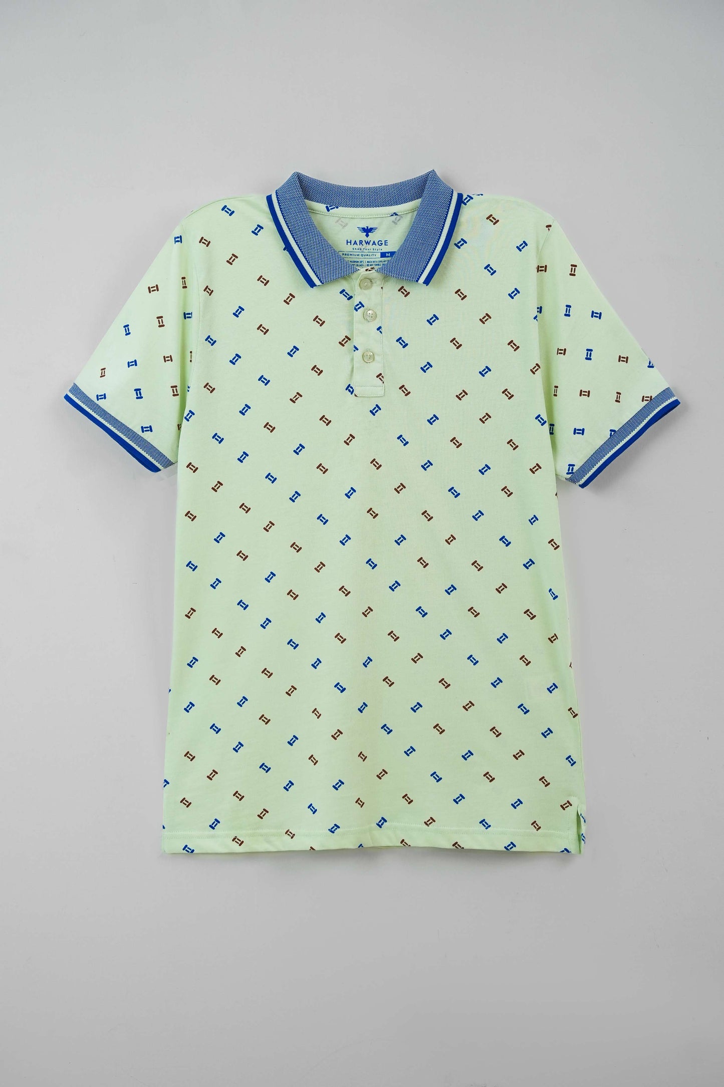 Men's All-Over Printed Jersey Polo Shirt - Hint of Mint