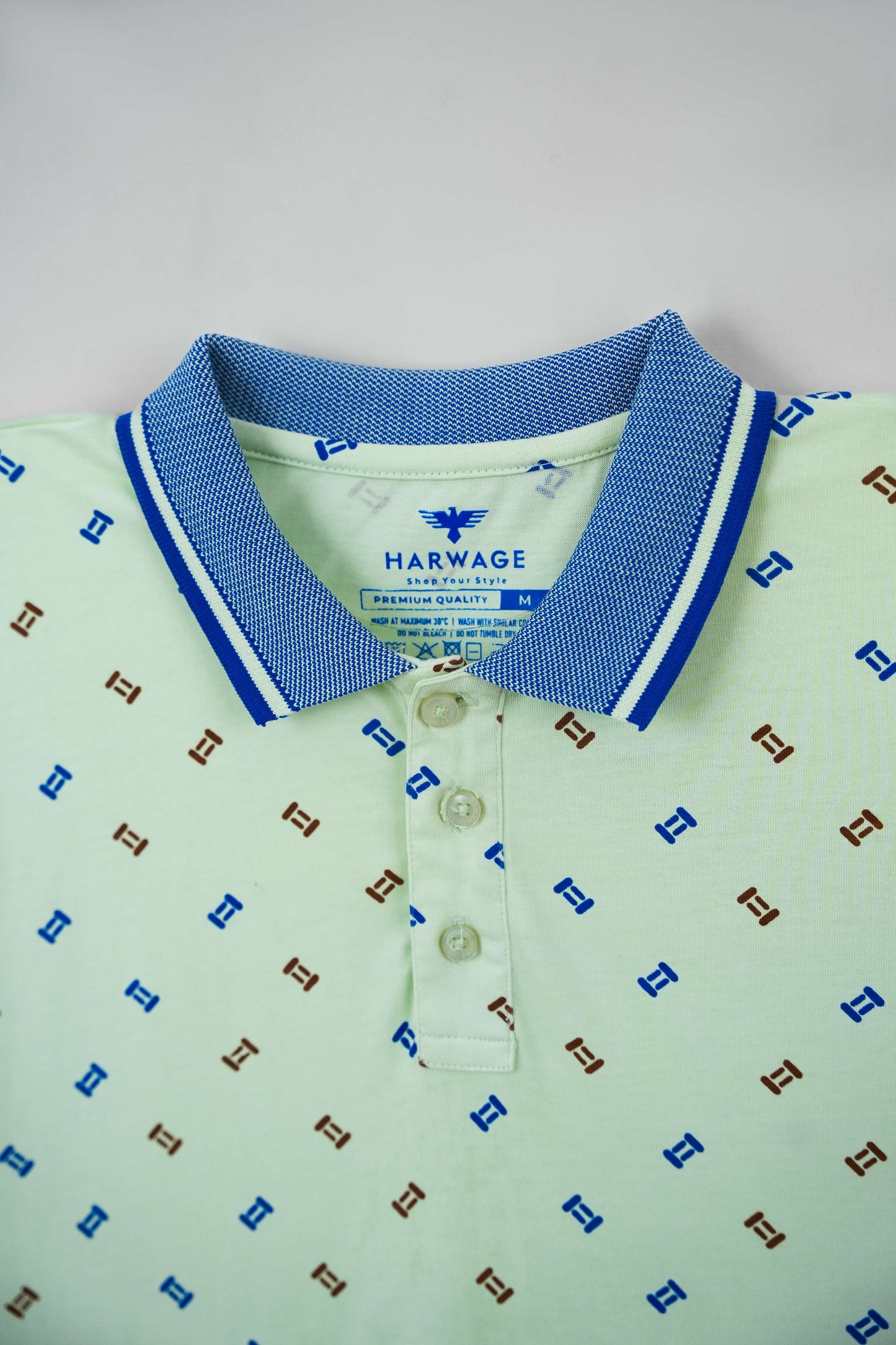 Men's All-Over Printed Jersey Polo Shirt - Hint of Mint