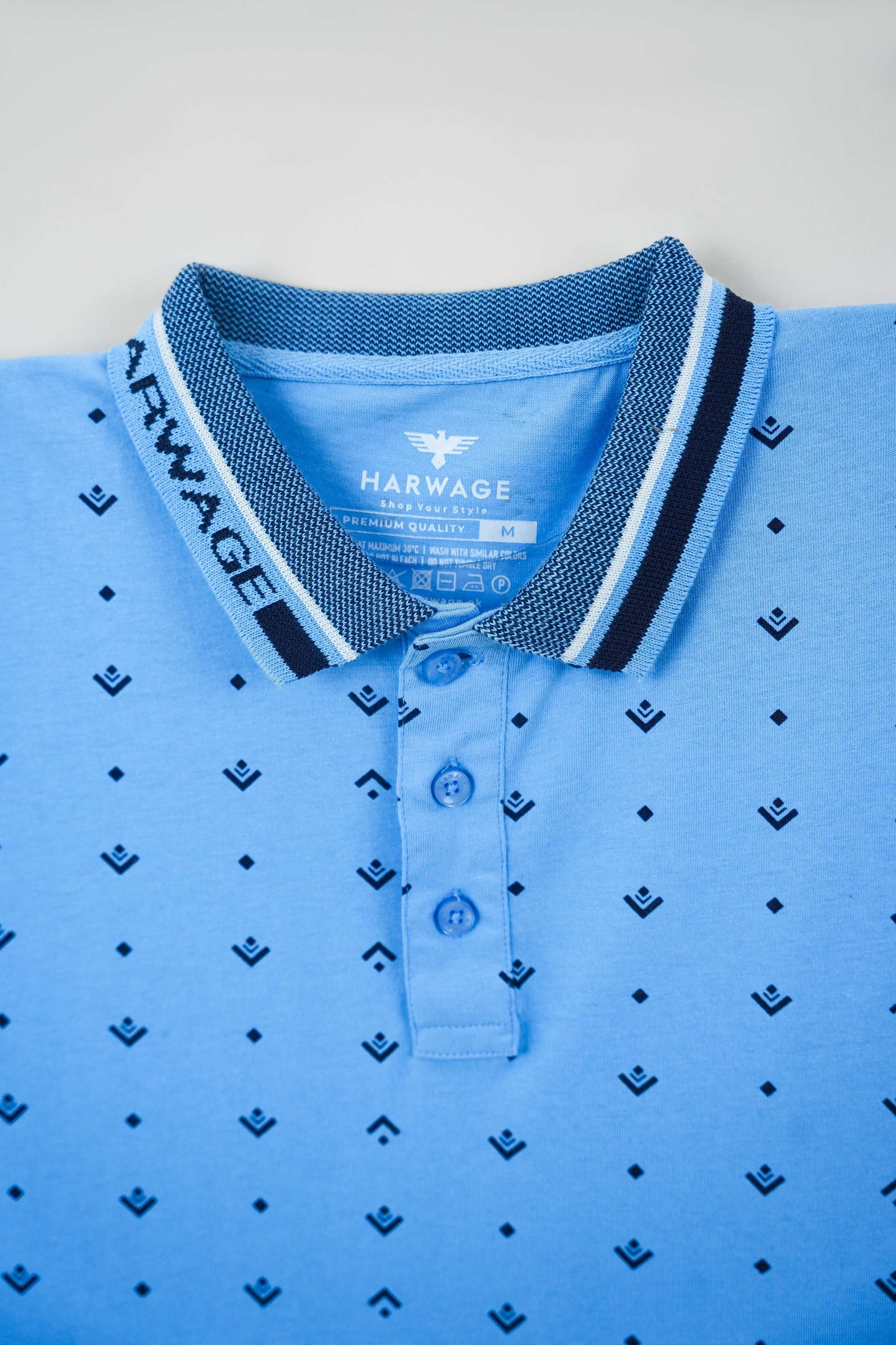 Men's All-Over Printed Jersey Polo Shirt  - Blue