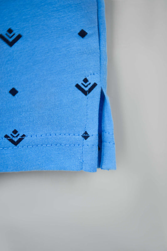 Men's All-Over Printed Jersey Polo Shirt  - Blue