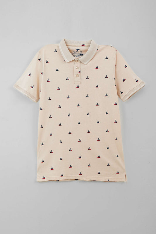 Men's All-Over Printed Jersey Polo Shirt - Crystal Grey