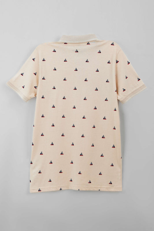 Men's All-Over Printed Jersey Polo Shirt - Crystal Grey