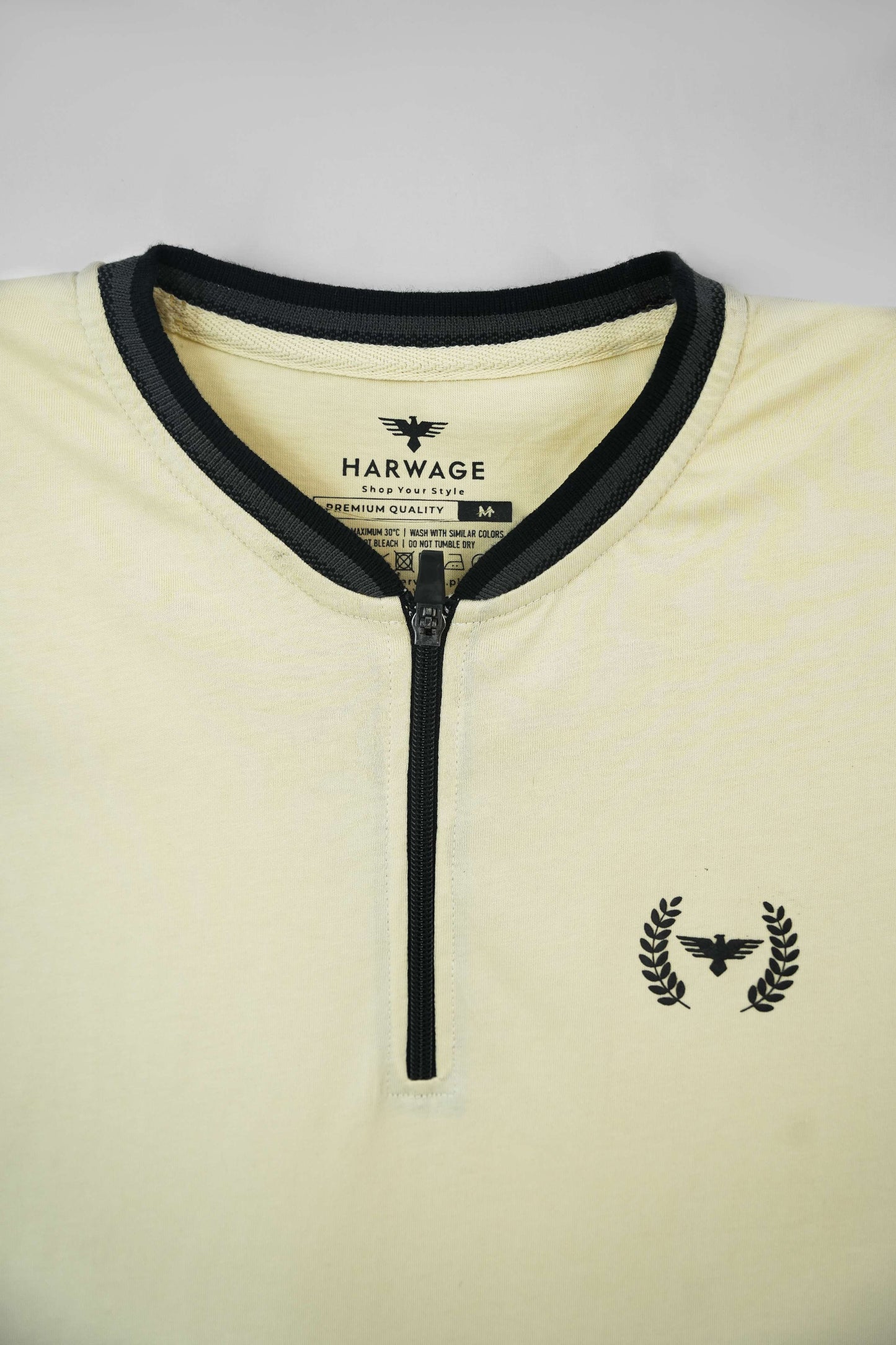 Men's Henley Zip Pique Polo Shirt - Cloud Cream
