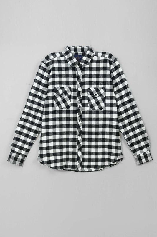 Men's Casual Woven Shirt - Black/ White