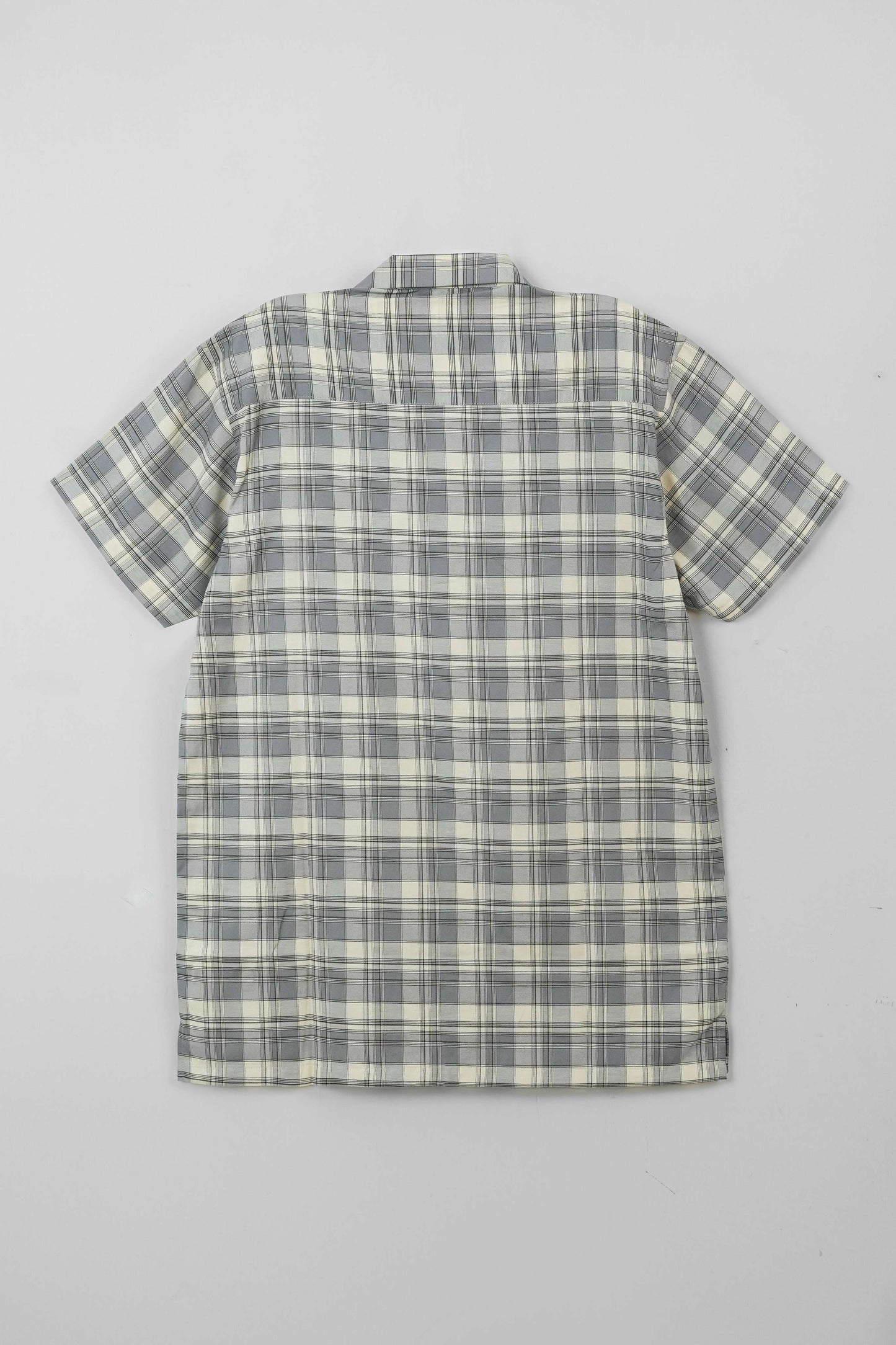 Men's Casual Resort Collar Shirt - Grey Checkered