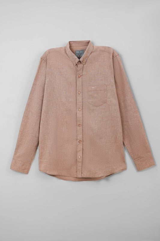 Men's Casual Woven Shirt -  Peach