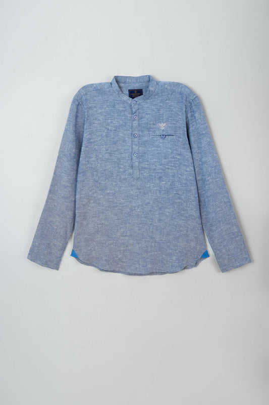 Men's Casual Woven Shirt- Light Blue