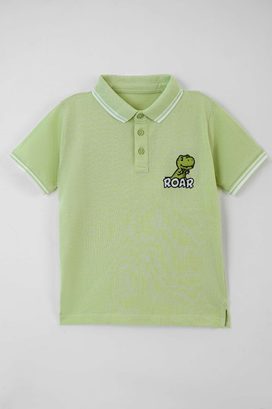 Little Boys' Pique Polo Shirt - Lime Cream
