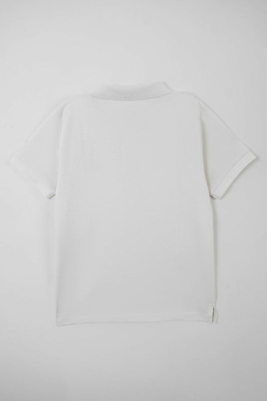 Junior Boys' Regular Fit Cotton Polo Shirt - Optic White