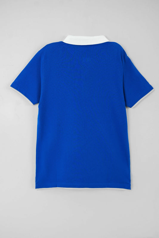 Boys' Regular Fit Pique Polo Shirt -  Blue