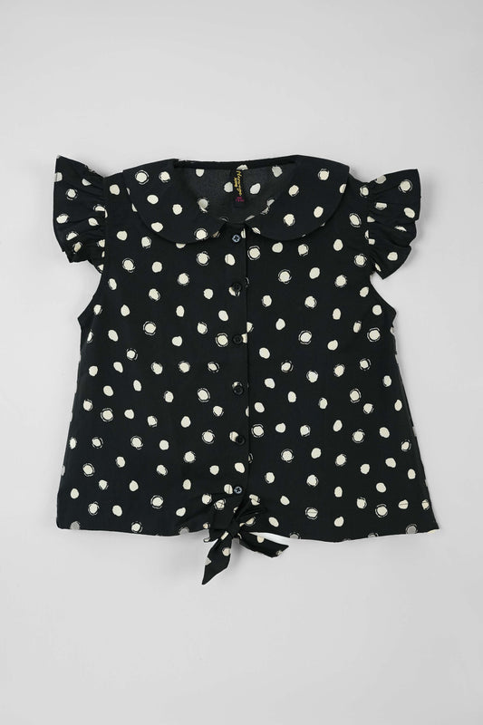 Little Girls' Peter Pan Collar Shirt - Black