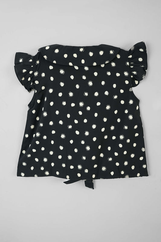 Little Girls' Peter Pan Collar Shirt - Black