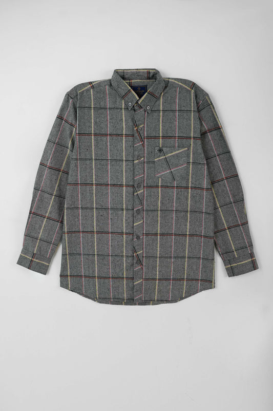 Men Grey Checkered Casual Shirt - Grey Checkered