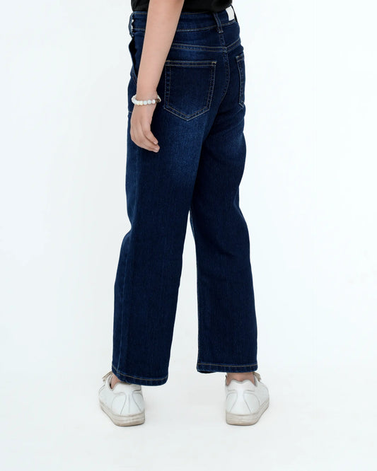 Dark Blue Straight Fit Jeans for Girls