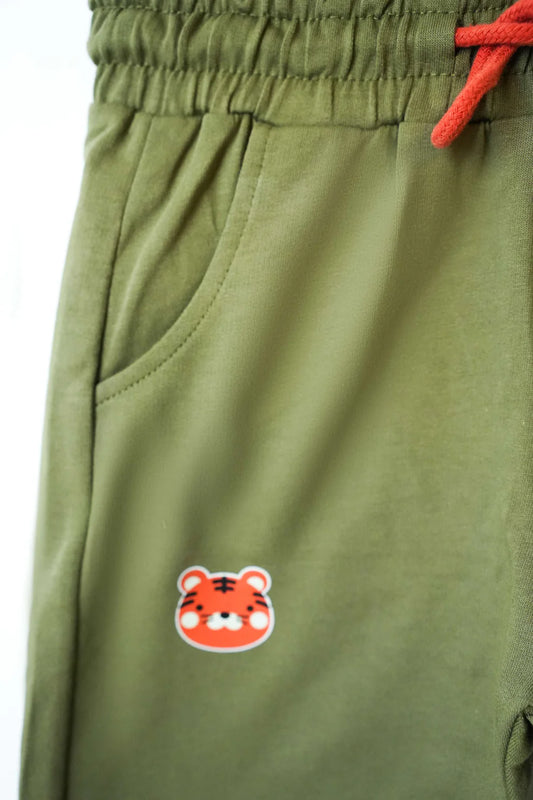 Deep lichen green fleece trousers