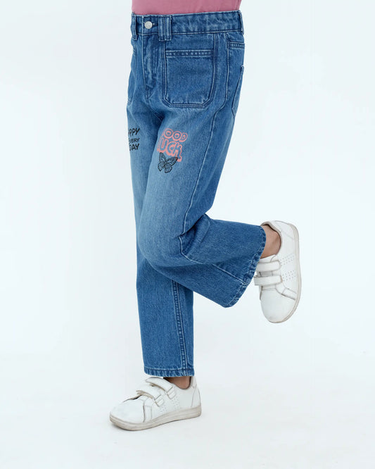 Girls Straight Fit - Mid Blue