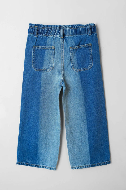Trendy multi-color girls' wide leg denim jeans