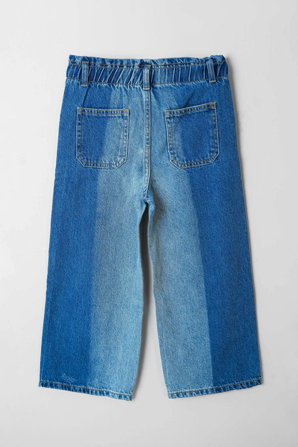 Girls' Wide Leg Denim Jeans - multi