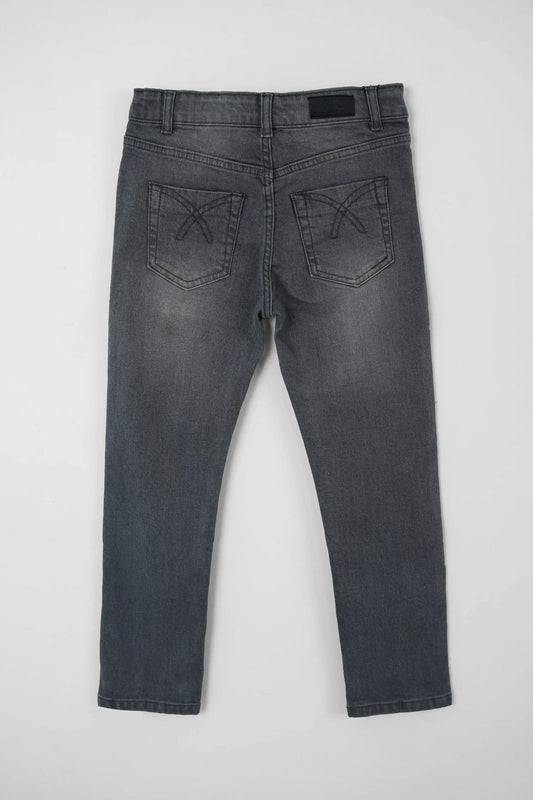 Grey Straight Fit Denim Jeans