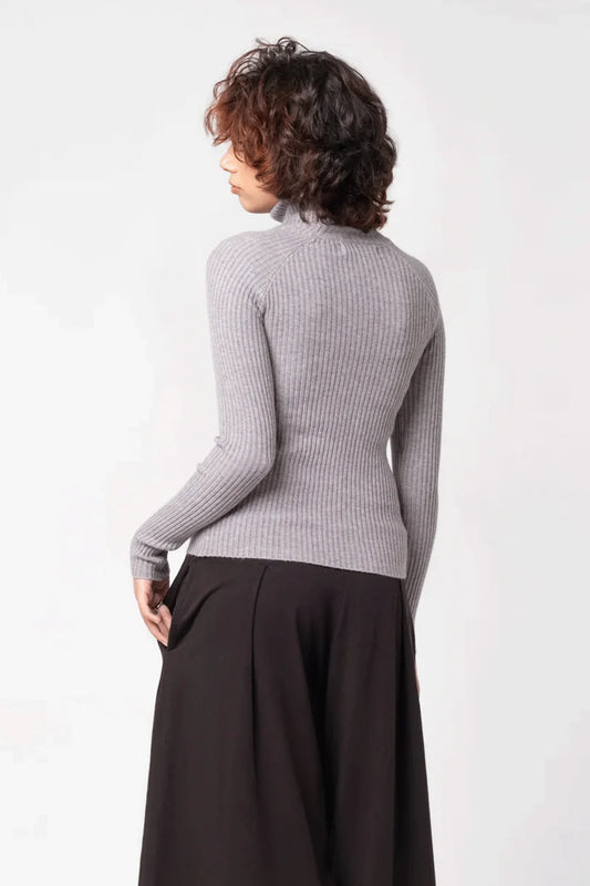 Grey cardigan back view