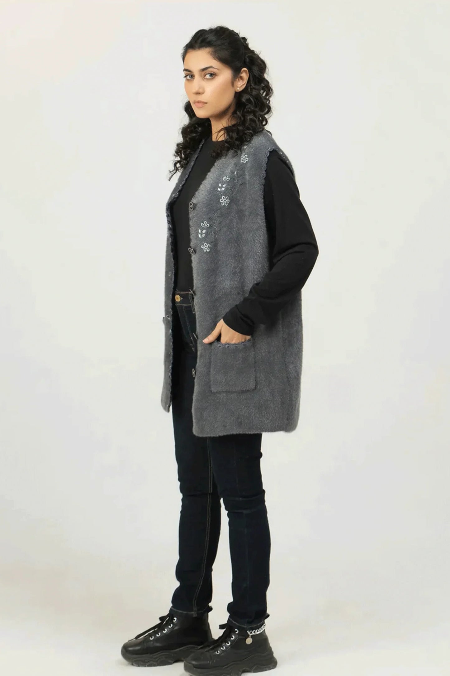 Grey regular fit jersey side view