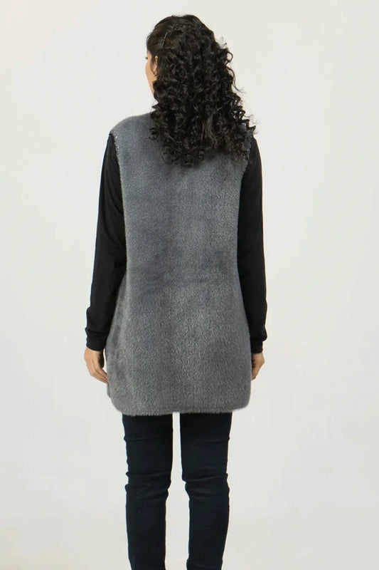 Grey sleeveless jersey back view