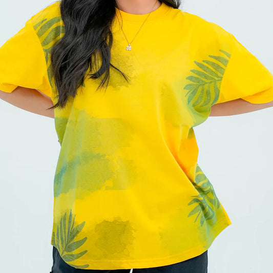 Women Graphic Oversized T-Shirt β Mustard - Harwage