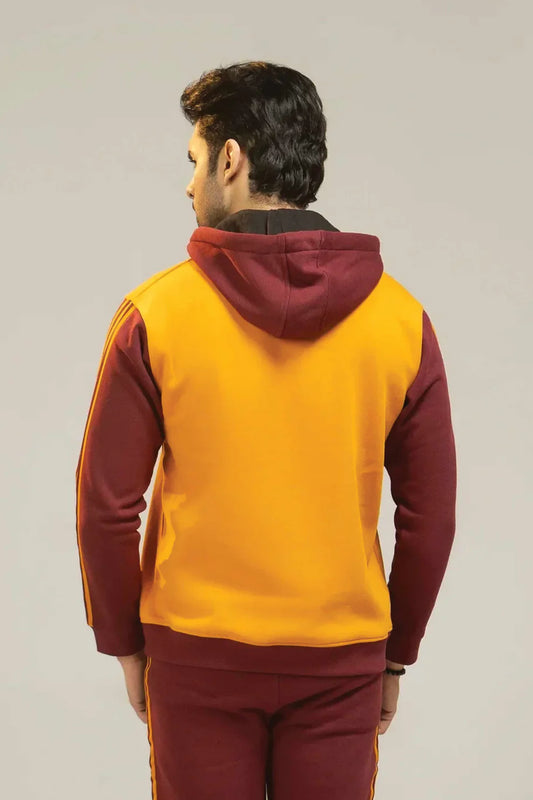 Maroon fleece hoodie back view