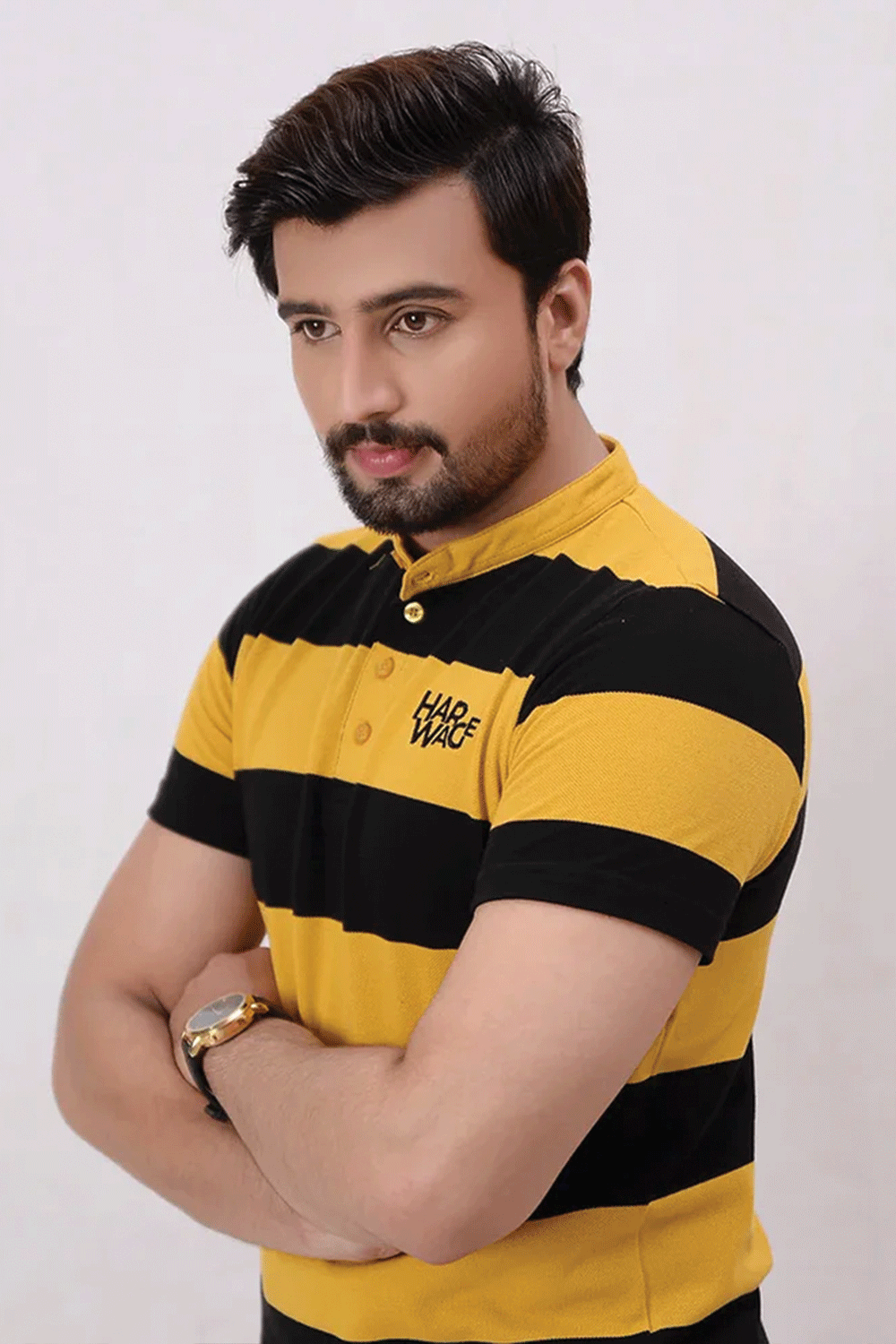 Men Stripe Polo Shirt - Black