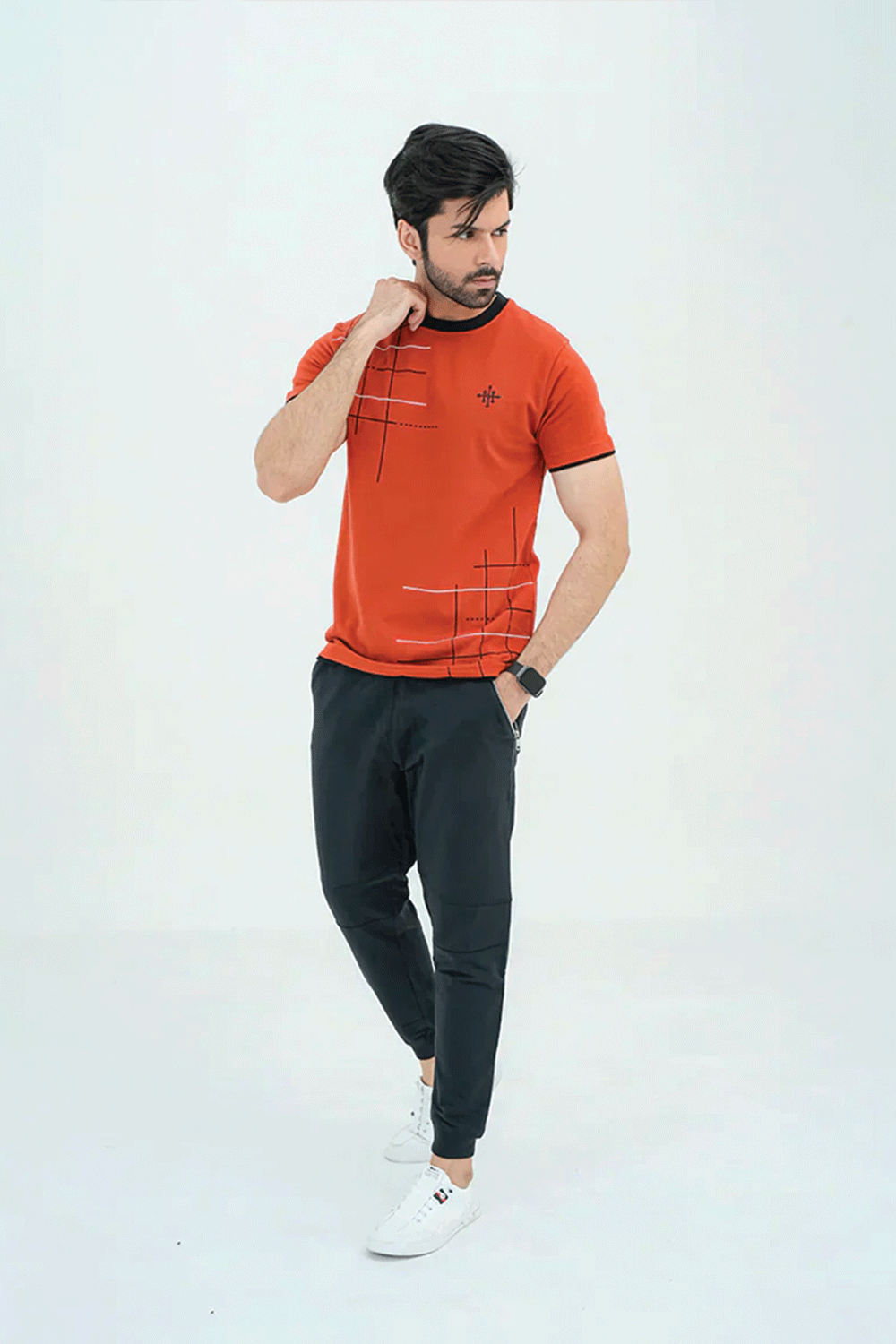 Men Zipper Pocket Trousers - Black