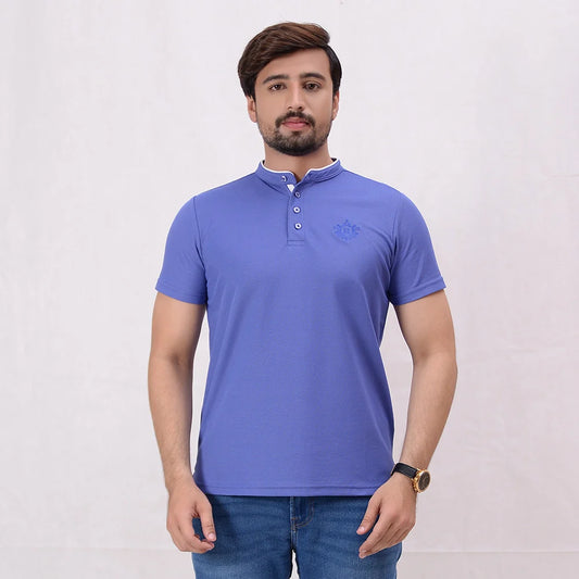Men Ban Neck Polo Shirt - Very Peri